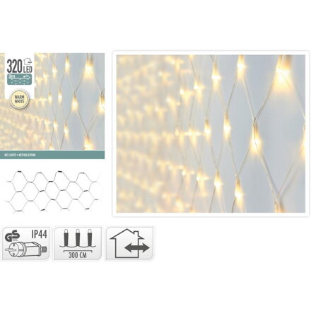 Svetlo vianočné sieť 320 LED teplé biele vonkajšie/vnútorné