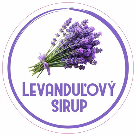 Samolepka na fľašu LEVANDUĽOVÝ SIRUP domáci 12 ks etikiet