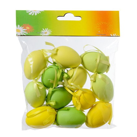 Ozdoba závesná vajíčko plast 6 cm sada 12 ks mix /229495