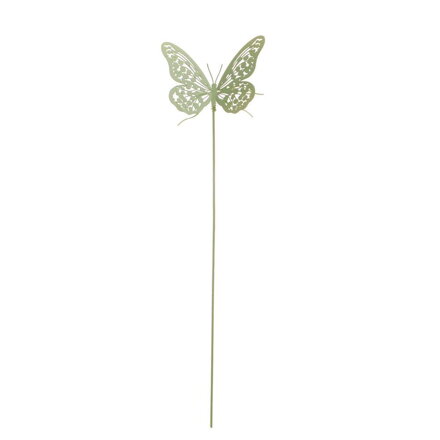 Ozdoba zapichovacia motýľ 11x8,5 cm plech mentol