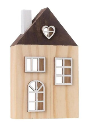 Dekorácia domček 13 cm drevo prírodná