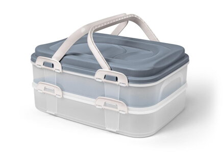 Dóza na potraviny/box UH 40x30x18cm PIKNIK 2 poschodová s úchytmi SKVELER