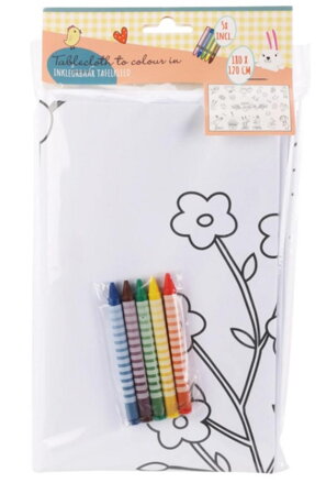 Obrus na vyfarbenie + 5x farbička 180x120 cm