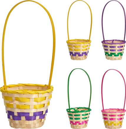 Košík bambusový s rúčkou 34/14x14x10 cm mix