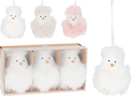 Ozdoba závesná kuriatko 13,5 cm sada 3 ks mix