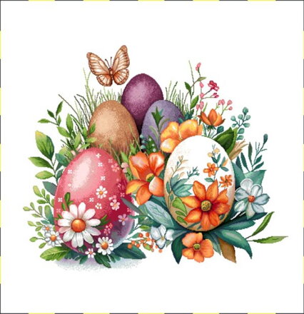 Obliečka na vankúš, Veľkonočné vajíčka/motýlia lúka, 42x42cm