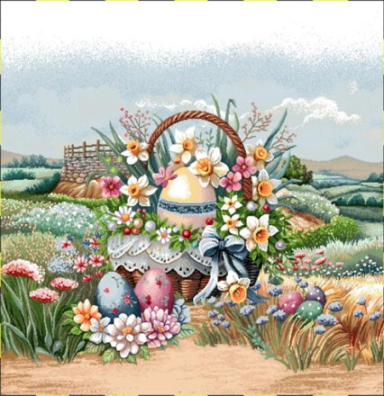 Obliečka na vankúš,  Veľkonočné vajíčka/jarná obloha, 42x42cm