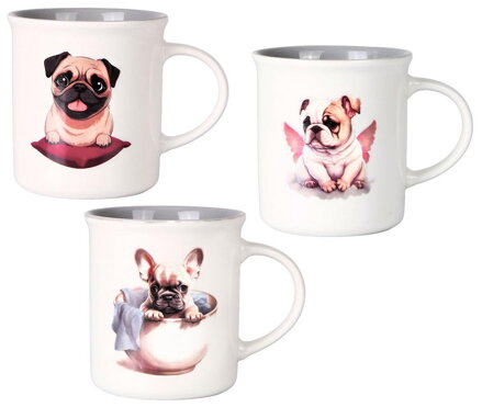 Hrnček porcelánový 330 ml CORA, mix 3 vzorov