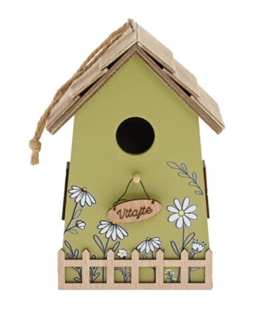 Ozdoba závesná domček 16,5 cm drevo zelená