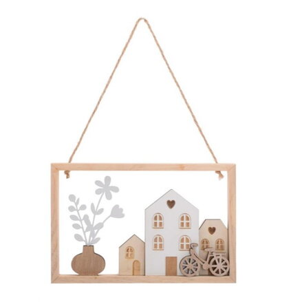 Ozdoba závesná obraz 12x13 cm drevo