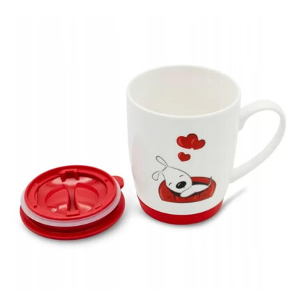 Hrnček s uzáverom 350ml, valentínsky dekor