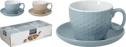 Šálka s podšálkou 200 ml 4+4 sada kameninová mix