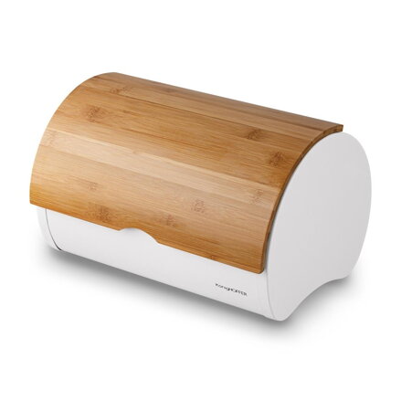 Chlebník nerezový 34x24,5x21cm biely/bambus