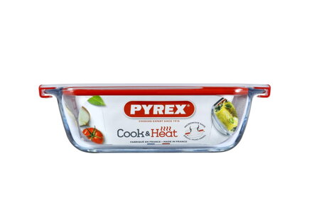 Dóza na potraviny s vekom obdĺžniková, 23x15x7cm, 1,2L, sklo číre PYREX