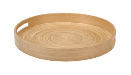 Podnos s rúčkami,okrúhly, 35 cm bambus