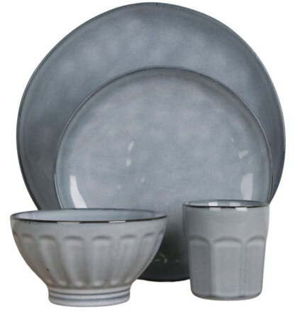 Tanier sada 16-dielna kameninová modrá