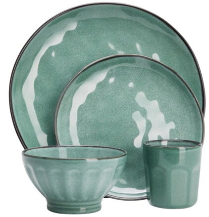 Tanier sada 16-dielna kameninová zelená