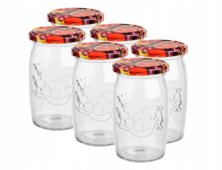 Pohár zavárací TO s viečkom 6 x 335ml fruits viečko motív