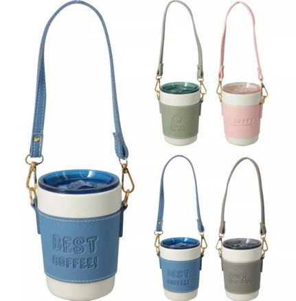 Pohár s viečkom 420 ml porcelán s pútkom mix