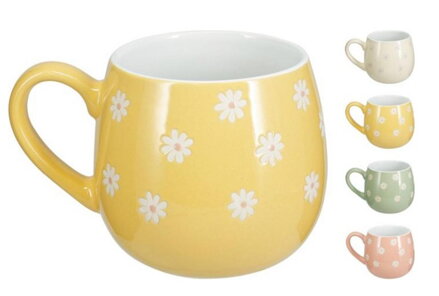 Hrnček kameninový 450 ml dekor kvety mix