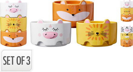 Miska dolomit 600 ml sada 3 ks stohovateľné dizajn zvieratko mix