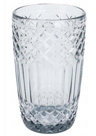 Pohár sklenený brúsený, 380ml, šedý