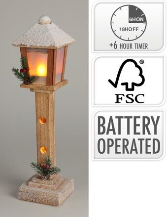 Dekorácia lampa LED 52 cm s časovačom drevo