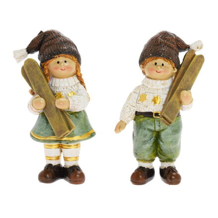 Postavička dieťa s lyžami 10,5 cm poly mix