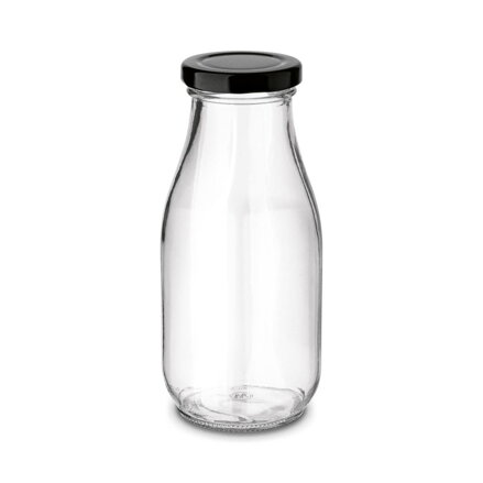 Fľaša na sirup/šťavu sklo 300ml + viečko čierne