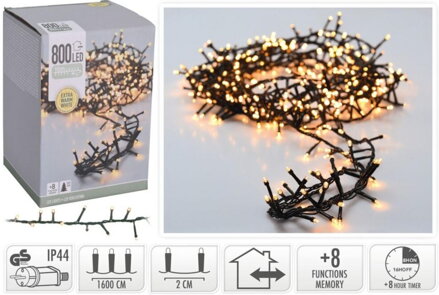 Svetlo vianočné 800 LED extra teplé biele, s časovačom, s funkciami, na 240 cm stromček, vonkajšie/vnútorné