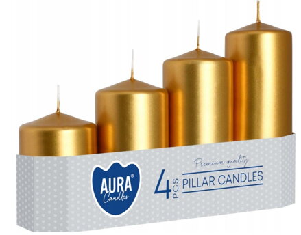 Sviečka adventná postupná 4ks metal zlatá 7-13 cm