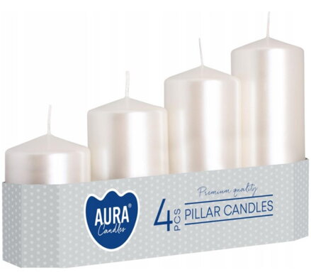 Sviečka adventná postupná 4ks metal perleťová 7-13 cm