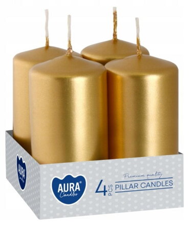 Sviečka adventná 4ks metal zlatá 4x80 g