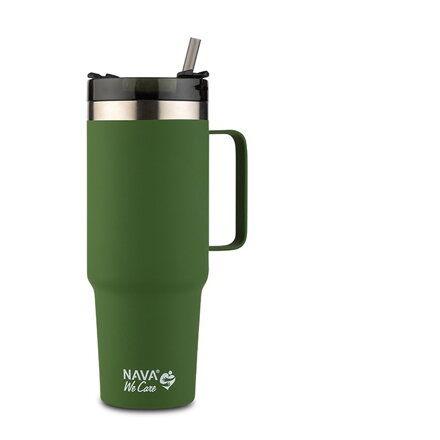Termohrnček so slamkou 900 ml nerez, tmavozelený