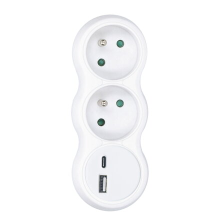 Solight P100USBC rozbočovač s USB A+C nabíjačkou, 2 x 10A, biely Solight P100USBC rozbočovač s USB A+C nabíjačkou, 2 x 10A, biely