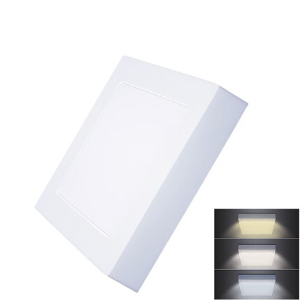 Solight LED mini panel CCT, prisazený, 12W, 900lm, 3000K, 4000K, 6000K, štvorcový