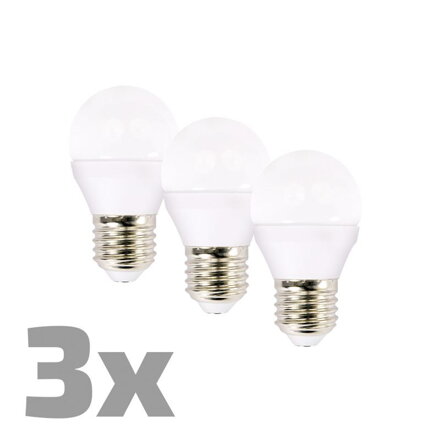 ECOLUX LED žiarovka3-pack, miniglobe, 6W, E27, 3000K, 450lm, 3ks