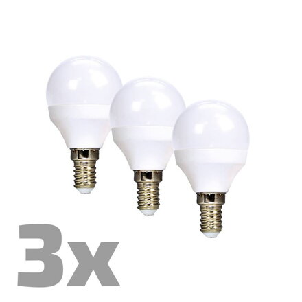 ECOLUX LED žiarovka 3-pack, miniglobe, 6W, E14, 3000K, 450lm, biele prevedenie, 3ks