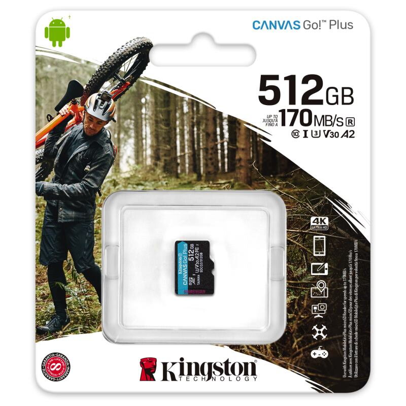 KINGSTON Canvas GO! Plus Micro SDXC 512GB Class 10, UHS-I, U3, V30, A2 (SDCG3/512GBSP)