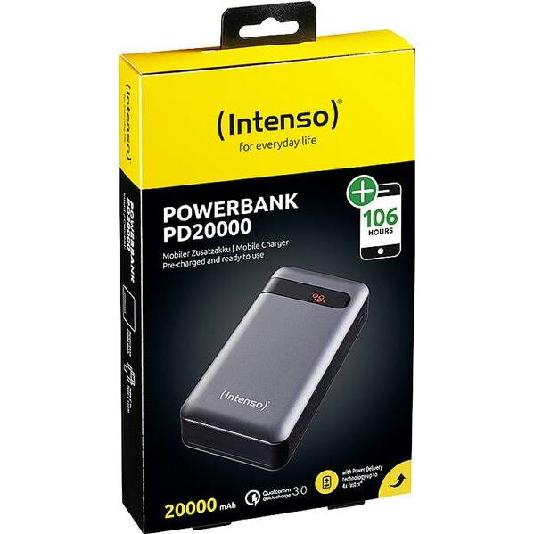 INTENSO PD20000, Powerbanka 20000 mAh, šedá (7332354) INTENSO PD20000, Powerbanka 20000 mAh, šedá (7332354)