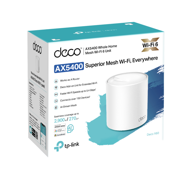 TP-Link Deco X60(1-pack), AX3000 Whole Home Mesh WiFi System WiFi 6