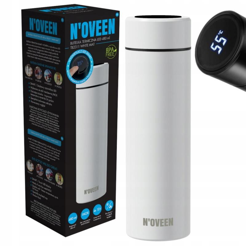 NOVEEN TB2311, Termoska, 450ml, displej, biela NOVEEN TB2311, Termoska, 450ml, displej, biela