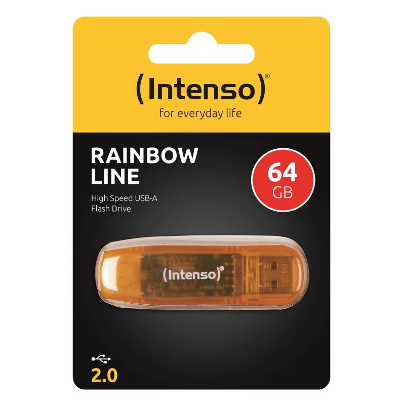 INTENSO Rainbow Line, 64GB, USB 2.0, Orange INTENSO Rainbow Line, 64GB, USB 2.0, Orange
