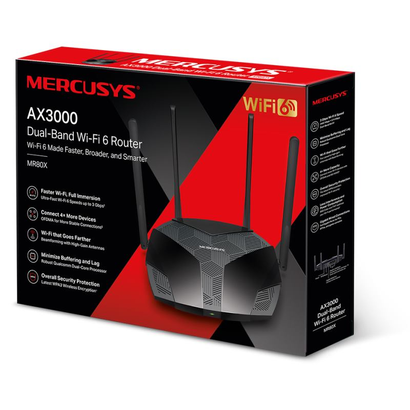 MERCUSYS MR80X, AX3000 Wireless Dual Band Router MERCUSYS MR80X, AX3000 Wireless Dual Band Router