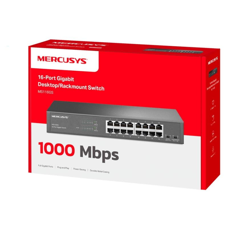 MERCUSYS MS116GS, 16-Port 1 Gbps Desktop Switch MERCUSYS MS116GS, 16-Port 1 Gbps Desktop Switch
