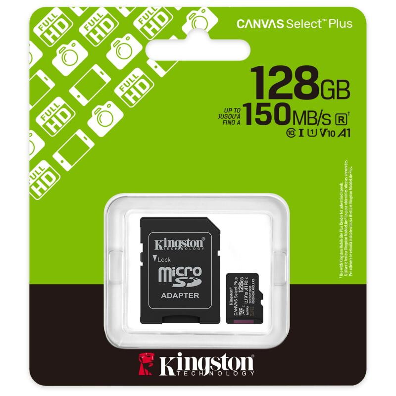 KINGSTON Canvas Select Plus, Micro SDXC 128GB, Pamäťová karta + adaptér (SDCS3/128GB) KINGSTON Canvas Select Plus, Micro SDXC 128GB, Pamäťová karta + adaptér (SDCS3/128GB)