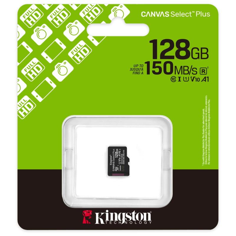KINGSTON Canvas Select Plus, Micro SDXC 128GB, Pamäťová karta (SDCS3/128GBSP)