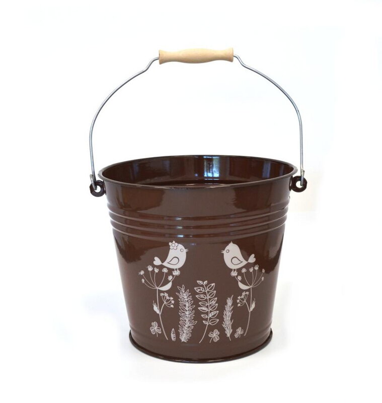 Vedro smaltované 10l /28cm bez pokrievky hnedé dekor vtáčiky WW Vedro smaltované 10l /28cm bez pokrievky hnedé dekor vtáčiky WW