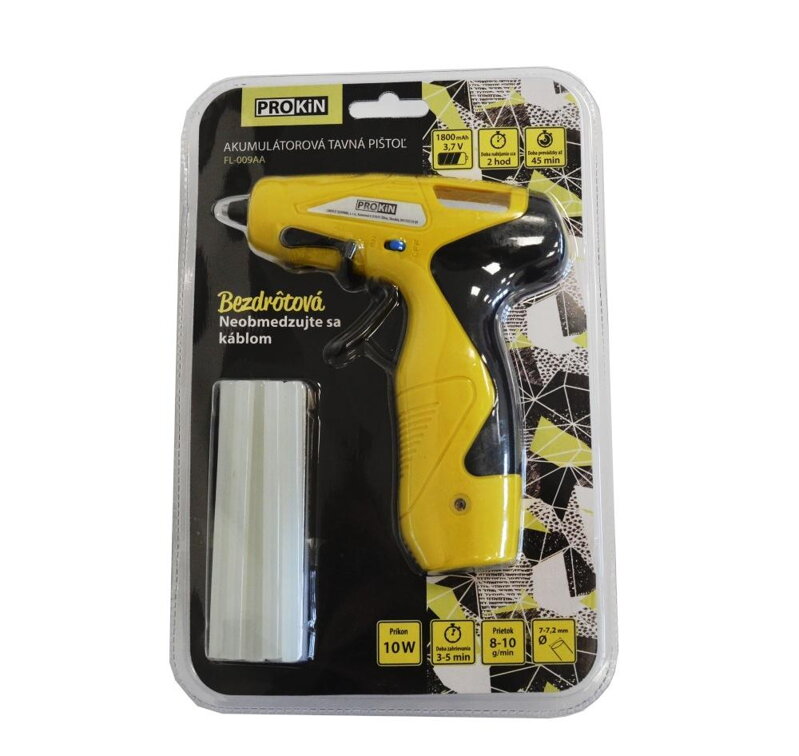 Pištoľ tavná AKU Li-ion 1,8 Ah PROKIN FL-009AA priemer 7 mm Pištoľ tavná AKU Li-ion 1,8 Ah PROKIN FL-009AA priemer 7 mm