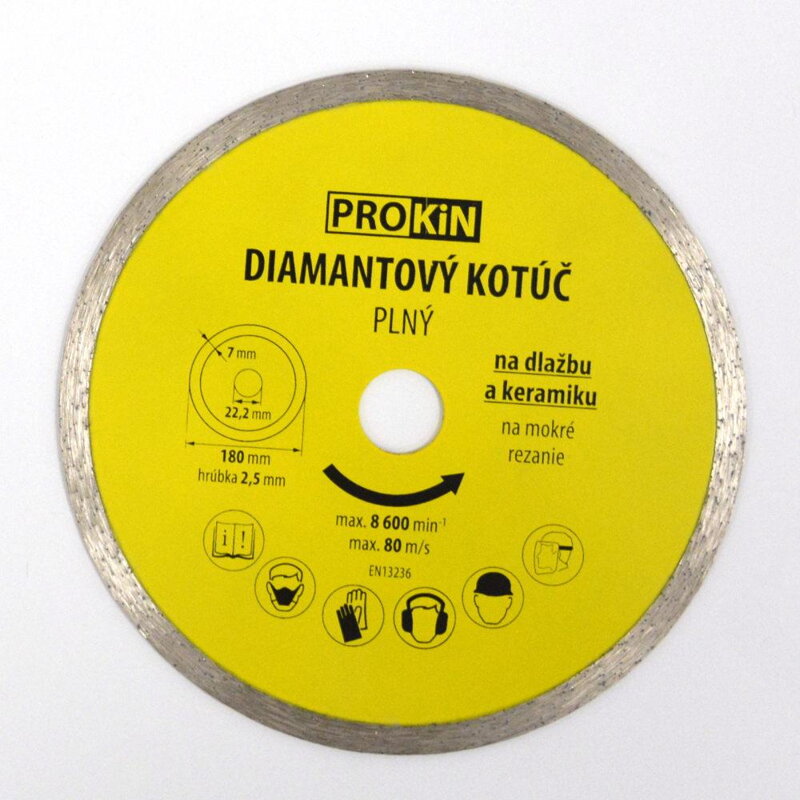 Kotúč diamantový plný o180x22,23 mm  PROKIN